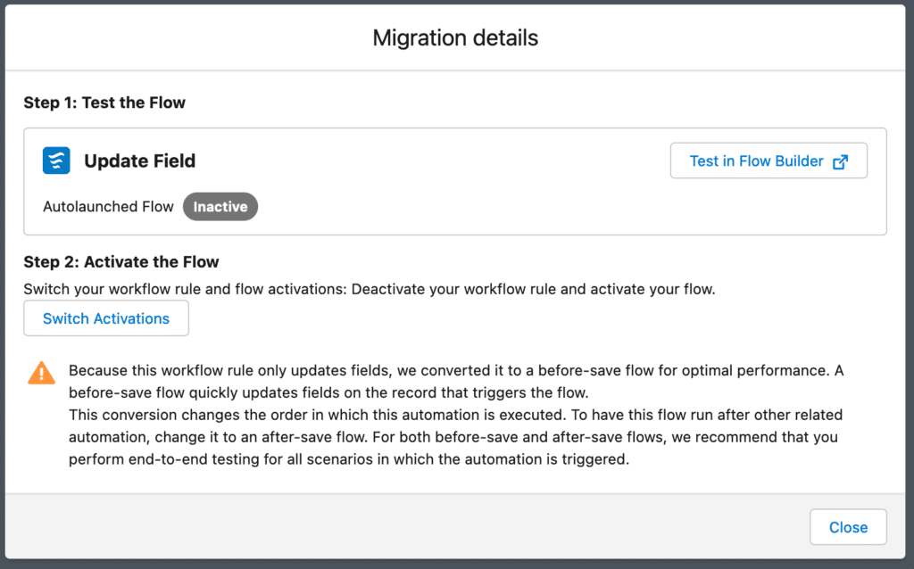 Migrate To Flow- migration details