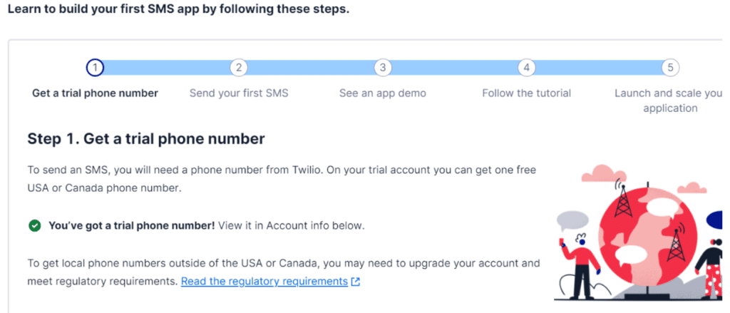 Get a Phone Number from Twilio and set up your account