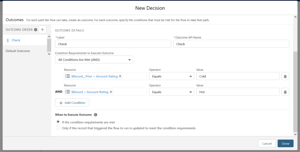 Use $Record_Prior to check for specific value change