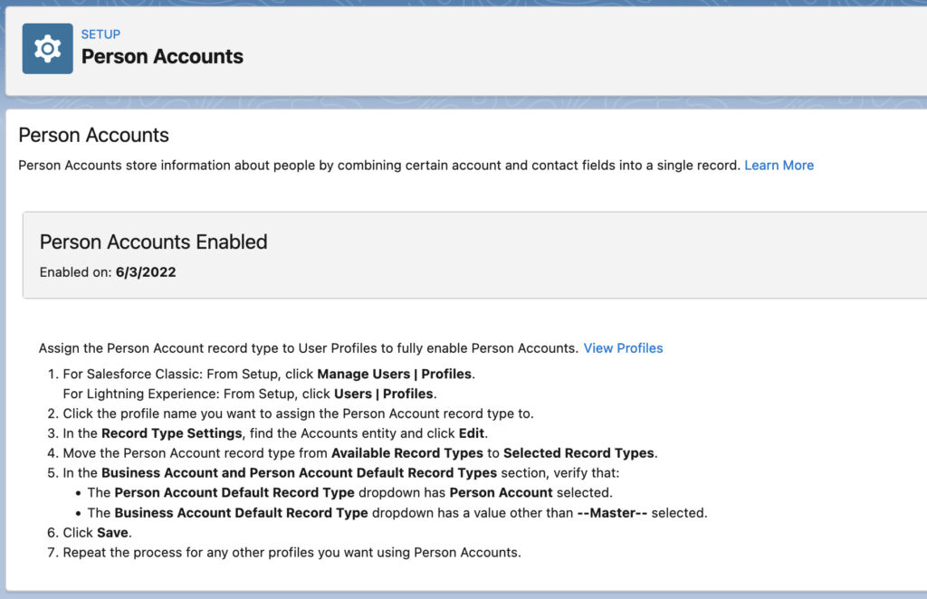 Enabled person accounts