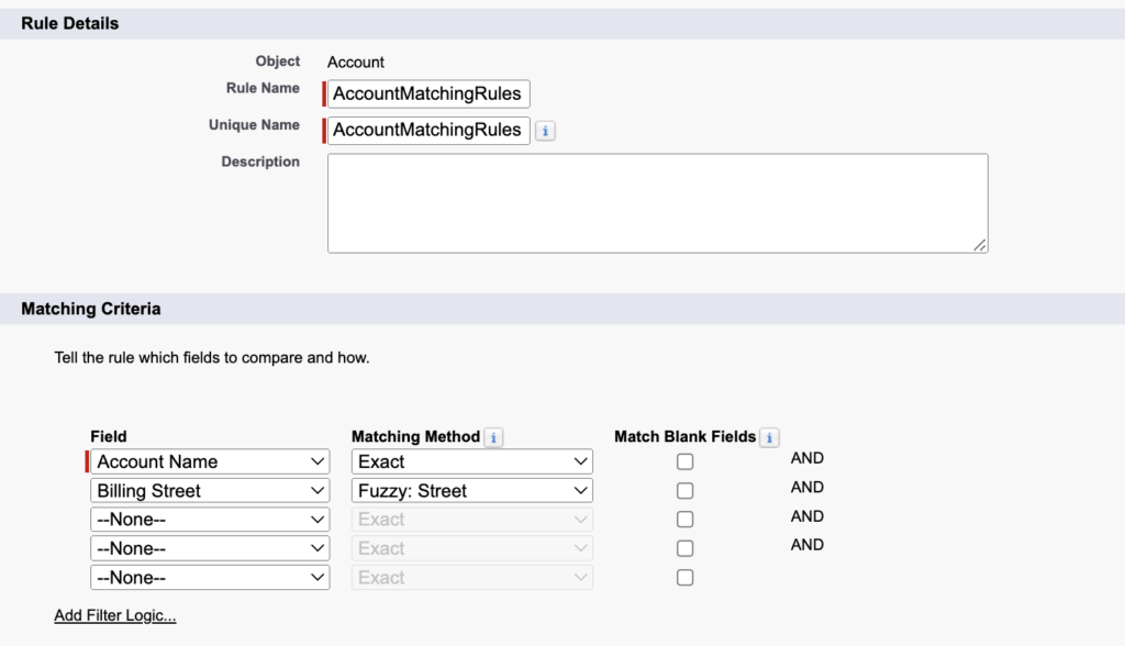 Matching Rule criteria