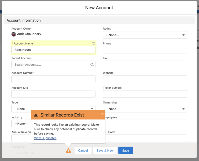 Duplicate Rules and Matching Rules in Salesforce - Apex Hours