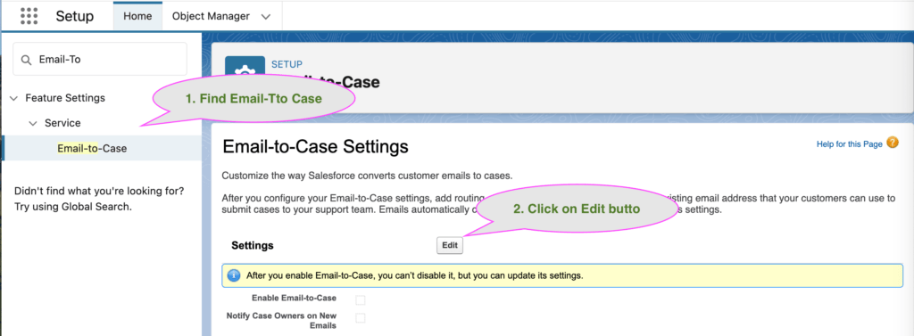 Enable on Email-to-Case