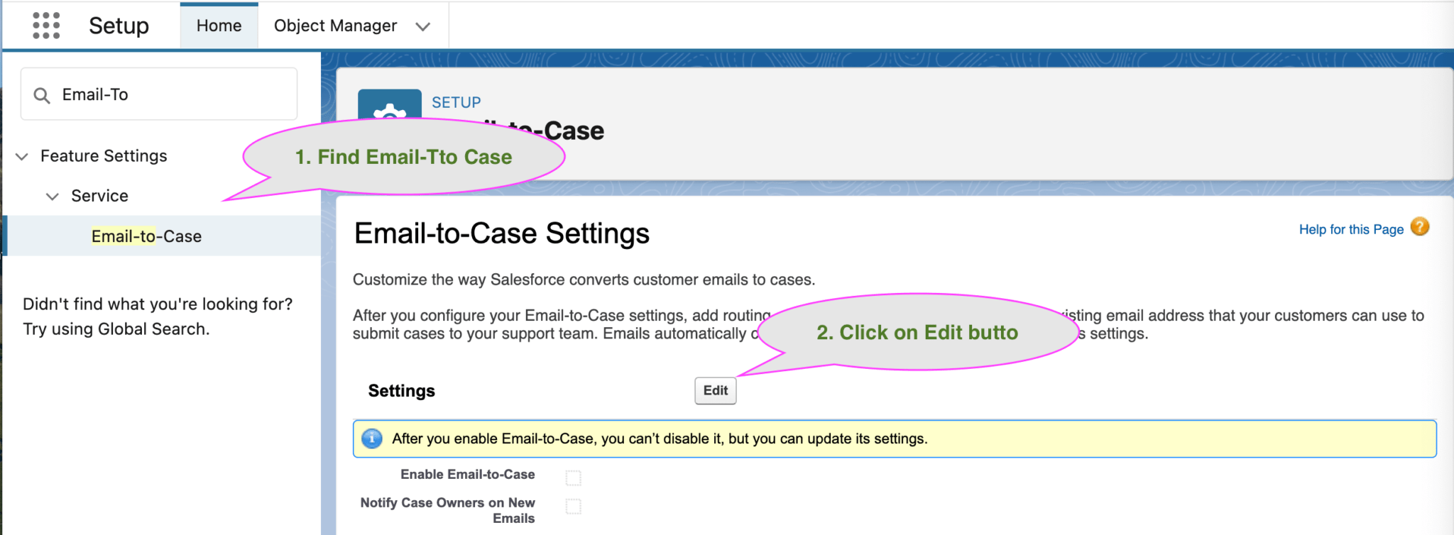 Setup EmailtoCase in Salesforce Apex Hours