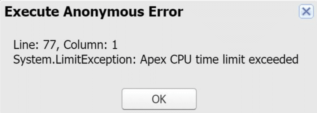 Apex CPU Time Limit Exceeded in Salesforce