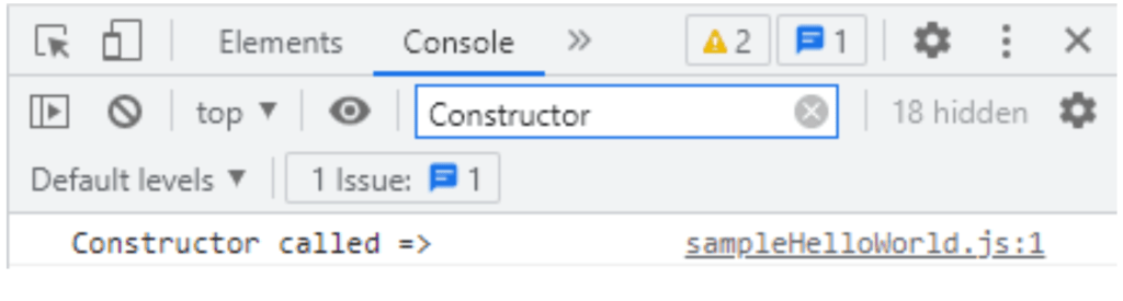 Example of Constructor() method output