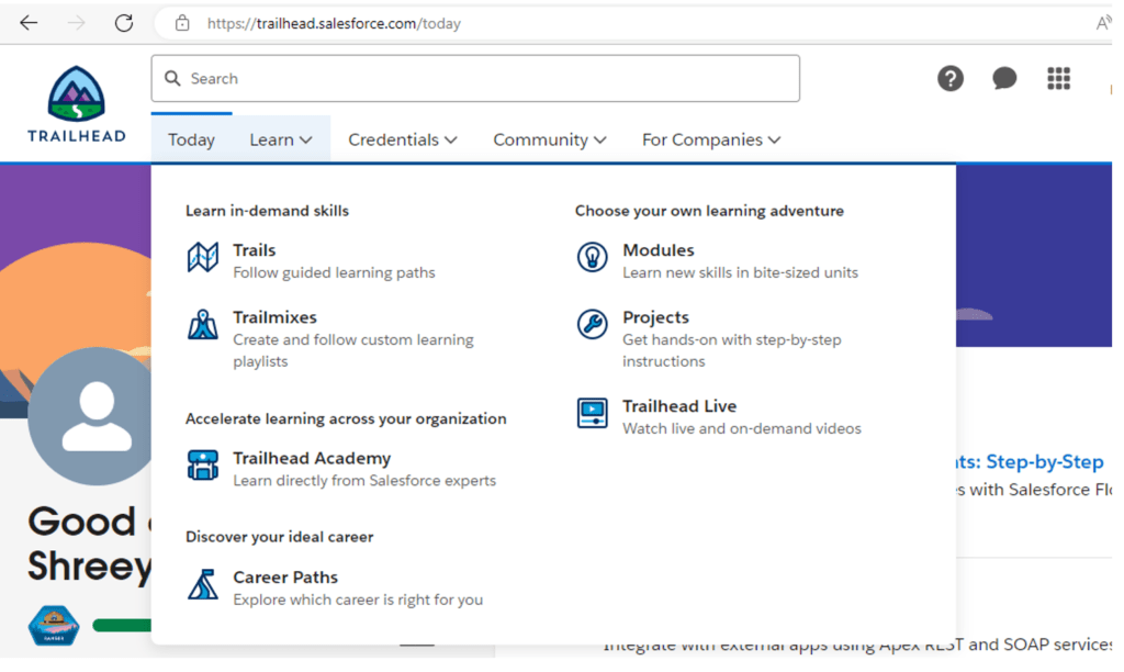 Start Learning with Trailhead