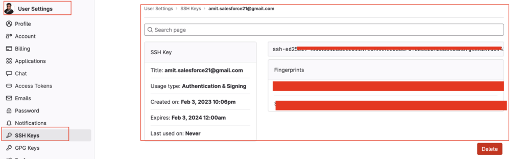 SSH key to your GitLab account