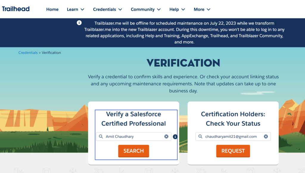 Verify a Salesforce Certified Professional