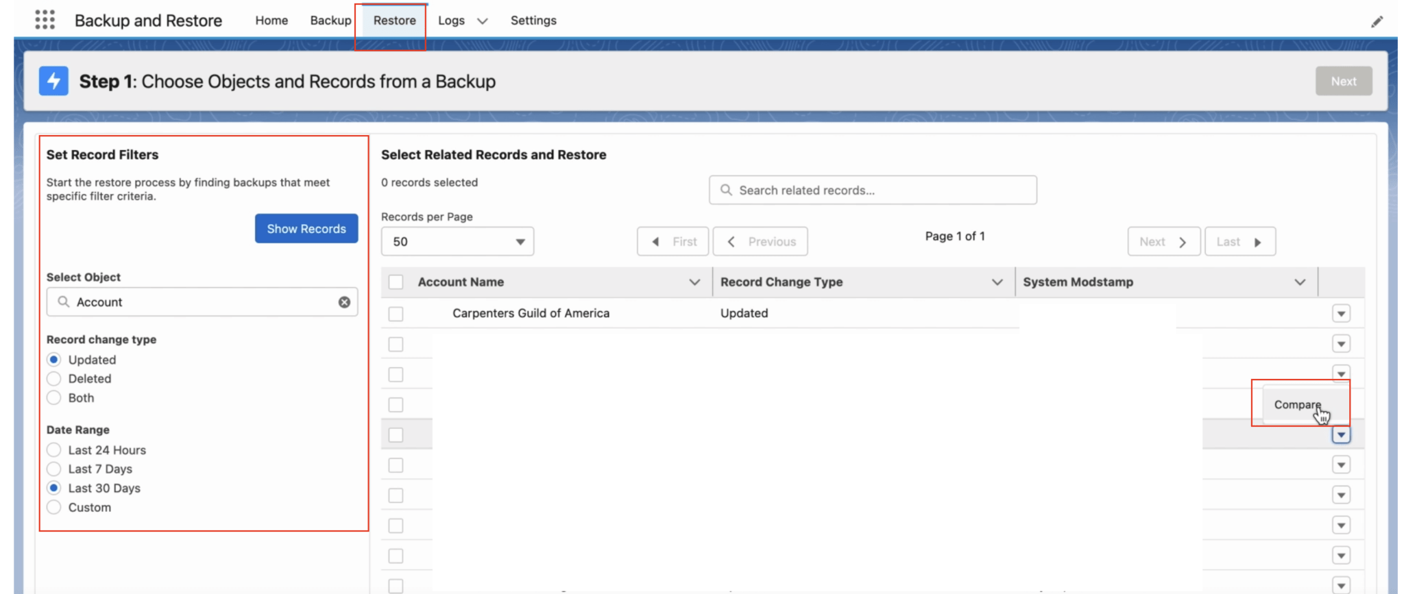 Salesforce Backup and Restore Apex Hours