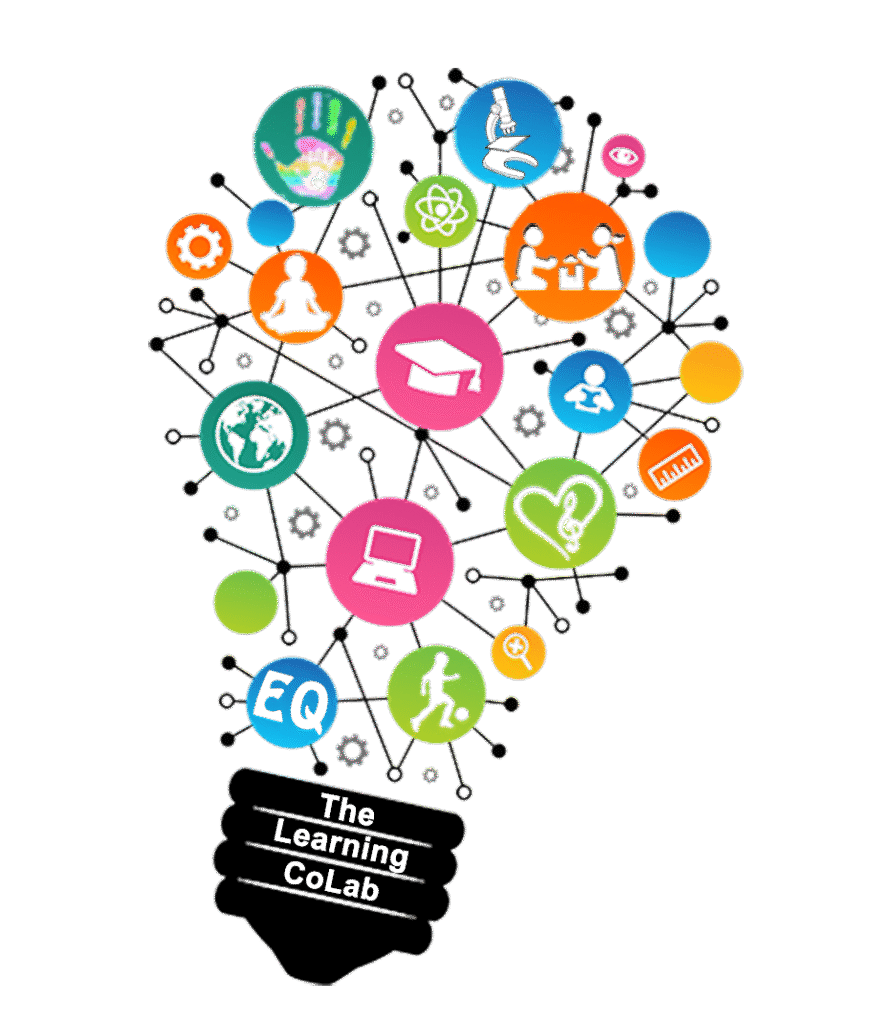 A light bulb showing interconnected bubbles in a variety of colours with items like: a globe, a heart, music, a football, a PC, a ruler, and children playing. Each bubble links to many others